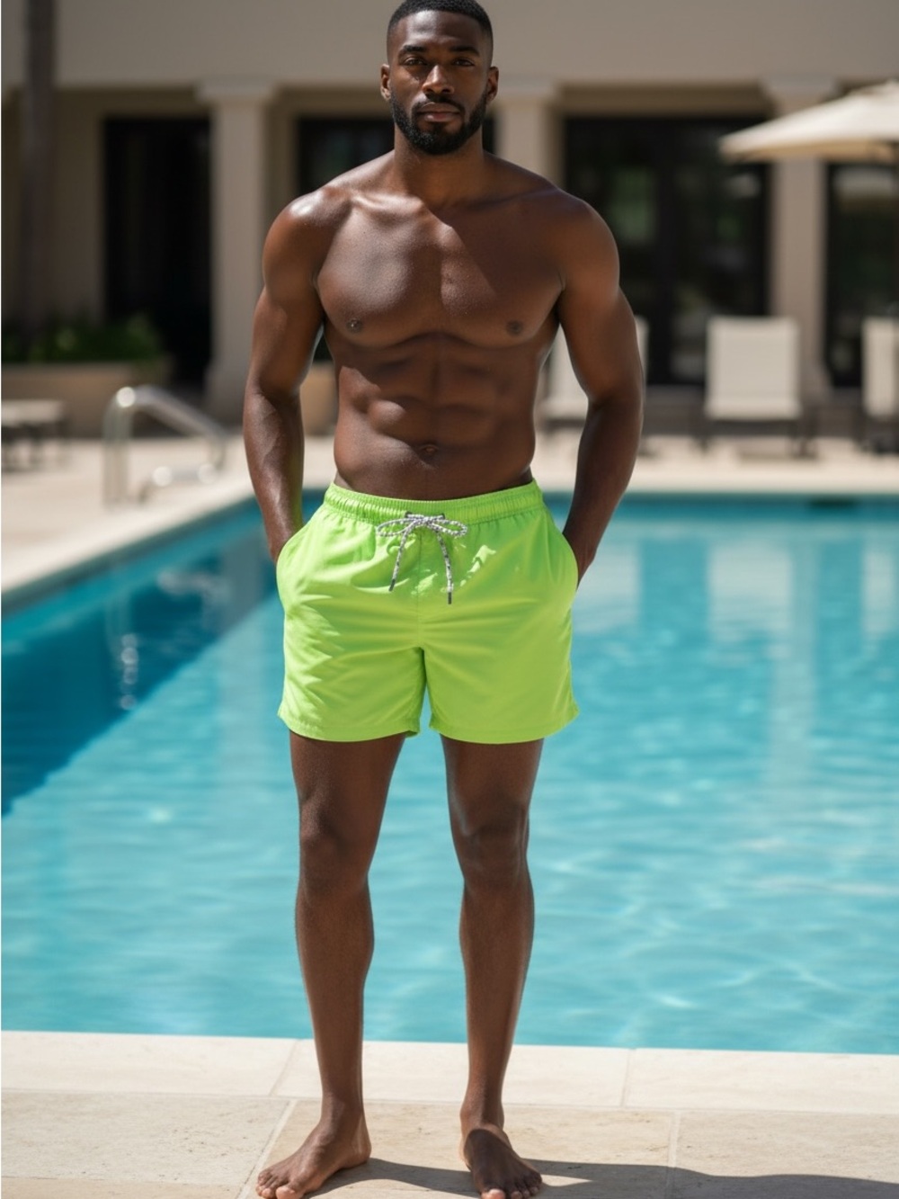 Men's Neon Green Swim Trunks / Volley Shorts 🌴☀️🕶️